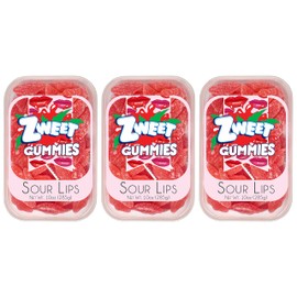 Zweet Sour Gummy Candy Lips 10 Ounce – Valentines Day Candy, Valentine Candy, Red Candy, Sour Kosher Candy, Halal Candy – Resealable Pack of Sour Gummy Candy (Pack of 3)