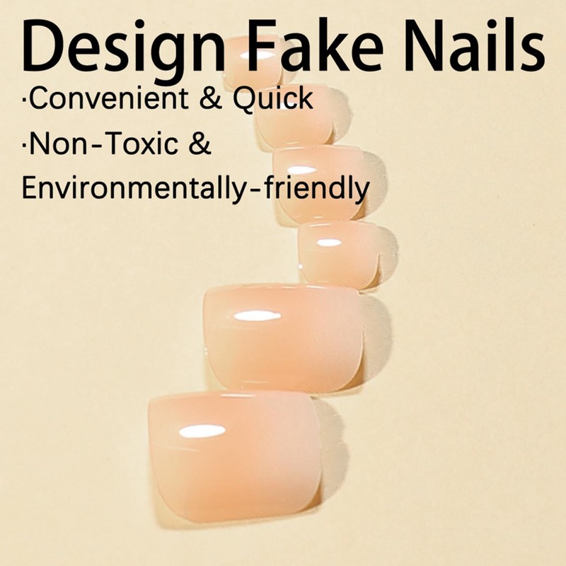 24Pcs Gradient Pink Press on Toenails - Short Square False