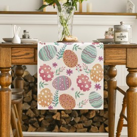 Artoid Mode Camino de mesa de huevos de Pascua de acuarela, primavera de temporada, decoracion para mesa de comedor, adorno para mesa de comedor para decoración de fiesta del hogar, 13 x 90 pulgadas