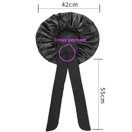 HHWRT Satin Bonnet Adjustable, Bonnets for Sleeping, Silk Bonnet for Sleeping Women, Women Satin hat Double Layer Satin Lined Hair Bonnets with Tie Band Curly Hair (2Pcs) Black, Pink