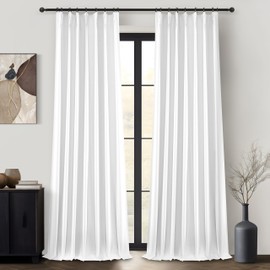 QJmydeco Pure Long White Blackout Curtains 102 Inches Long for Bedroom 2 Panels Set, Lush Pinch Pleated Linen Window Drape Noise Cancelling Privacy Decor Curtains for Room Divider 40" Wx102 L Burg