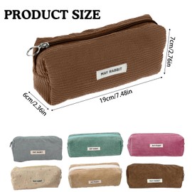 SHUOHONG Pack of 2 Pencil Cases, Corduroy Fabric, Washable Pencil Case, Portable Pencil Case with Zip, Aesthetic Pencil Case for Teenagers, Men and Women, Lotus root powder + brown, School bag