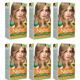 Nisha Creme Permanent Hair Color 100 percent Gray Coverage Hair Dye Pack of 6 Light Blonde Vegan and Cruelty-Free Permanent Hair Color