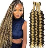 Hxxcoup Human Braiding Hair for Boho Braids, Deep Wave, Bulk