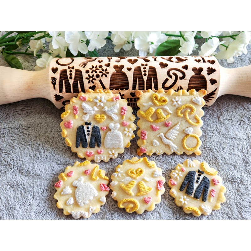 Impress Bakeware – Embossed Rolling Pin with Wedding Pattern in