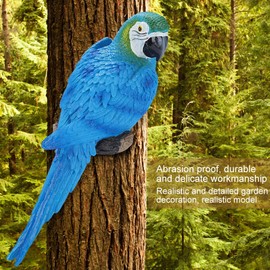 HERCHR Resin Parrot Hanging Garden Statue,Parrot Ornament Birds Animal Outdoor Garden Tree Decor,12.2×3.9×3.1in Lifelike Ornament Parrot Figurine Parrot Model Garden Sculpture Wall Decor