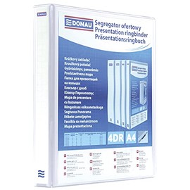 DONAU 2788504PL-09 Presentation Ring Binder Presentation / White / 4-D Ring Mechanism DIN A4 Filling Height 50 mm / with Pockets / Pack of 1