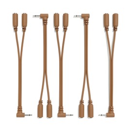 ExcelValley - 5-Pack - Right Angle Mono Splitter Y Patch Cables - TS 3.5mm 1/8" Eurorack Synth Synthesizer [Brown]