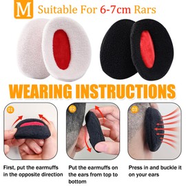 BDSHUNBF 2 Pair Ear Muffs Ear Warmers, Winter Ear Warmers Bandless, Women Earmuffs Ear Bags, Ear Warmer Winter Ear Muffs Winter Polar Fleece Ear Bags Soft Ear (black+white, M)