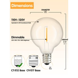 SUNSGNE 25 Pack G40 LED Replacement Light Bulbs, 0.6 Watt Globe String Light Bulbs, Waterproof Replacement Bulbs for Outdoor String Lights, Warm White