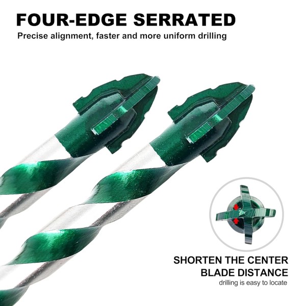Does not apply Serrated Eccentric Masonry Drill Bit 10Pcs Four-Edge