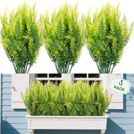 FGSAEOR Artificial Flowers Faux Plants Outdoor(12 Bundles), Fake Flowers Spring Decor, UV Resistant for Porch Patio Home Yard Garden Window Box Pot Planters (Persian Grass)