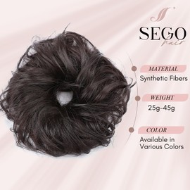 SEGOHAIR 45g Haarteil Haargummi Hochsteckfrisuren Synthetische Unordentlicher Brautfrisuren VOLUMINÖS Wellenförmige Haarschnecken Ergänzung Puff Scrunchy Dunkelbraun
