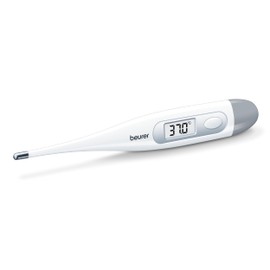 Beurer Beurer FT 09 Digital- und Körperthermometer, wasserdicht, LCD-Display mit Messbereich +/- 1 ºC, akustisches Signal, ohne Glas, Farbe Weiß