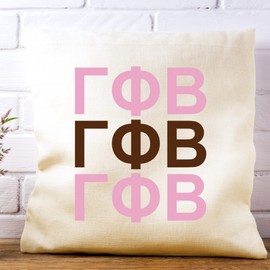 sockprints Gamma Phi Beta Greek Letters Pillow Cover 18x18 - Sorority Throw Pillow Covers - Sorority Accent Pillow - College Accent Pillow Sham