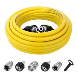 LycorTrade Pressure Washer Hose 50FT for Power Washer, 4200 PSI Kink Resistant Pressure Washing Extension Hose, 1/4" Power Washer Hose Replacement (M22-14mm) with 3/8" Quick Connector, Yellow