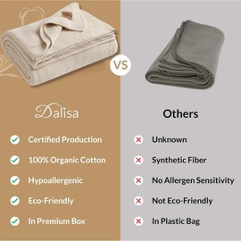 Dalisa 100% Organic Turkish Cotton Throw Blanket - GOTS Certified, Cozy - Perfect for Couch, Bed, and Home Decor - Boho Vintage Knit Alina (Earth Ivory, 60x80)