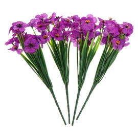 ifundom 4 Bundles Decorative Artificial Flowers Silk Violet Flower Fake African Violets Fake Flowers Bundles Artificial Flowers for Vase Houseplant Plastic Indoor Purple Bride Dry Branch