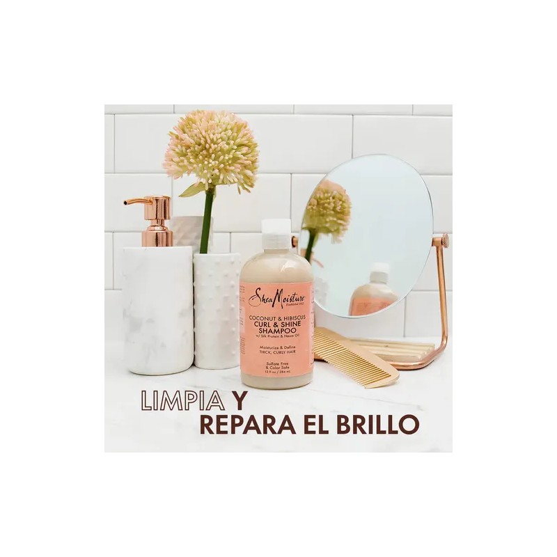Shea Moisture Shampoo Coconut Hibiscus · Curl & Shine Rizos