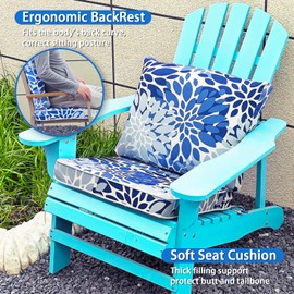 JMKaixin Outdoor Seat/Back Deep Chair Cushion Set for Patio Furniture - Lounge Chair Cushions with Ties - Waterproof Patio Chair Cushions 19x19
