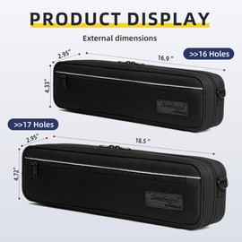 Omebaige Professional Flute Bag With Flute Case Cover - Hard Shell Flute Case Hard Shell, Wear-resistant 1200d Oxford Cloth, Exterior Pocket - Ideal For B/C-Foot Flute