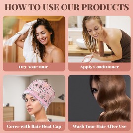 Electric Hair Steamer Cap for Deep Conditioning 3 Mode Temperature Control Heat Cap Thermal Electric Heating Cap for Home Hair Care Treatment Soft Bear Design