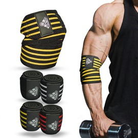 WildBeast Elbow Wraps for Weightlifting (Pair), Stretchable 41" Elbow Compression Strap, Weightlifting Straps for Bench Press, Powerlifting, Pressing, Elbows Straps for Golfer's Elbows & Tendonitis