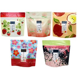 Sakura & Fruit Tea Set of 5 Types, Sakura Japanese Tea 0.08 oz (2 g) x 5p; Sakura Green Tea 0.08 oz (2 g) x 5 p; Japanese Tea Bag