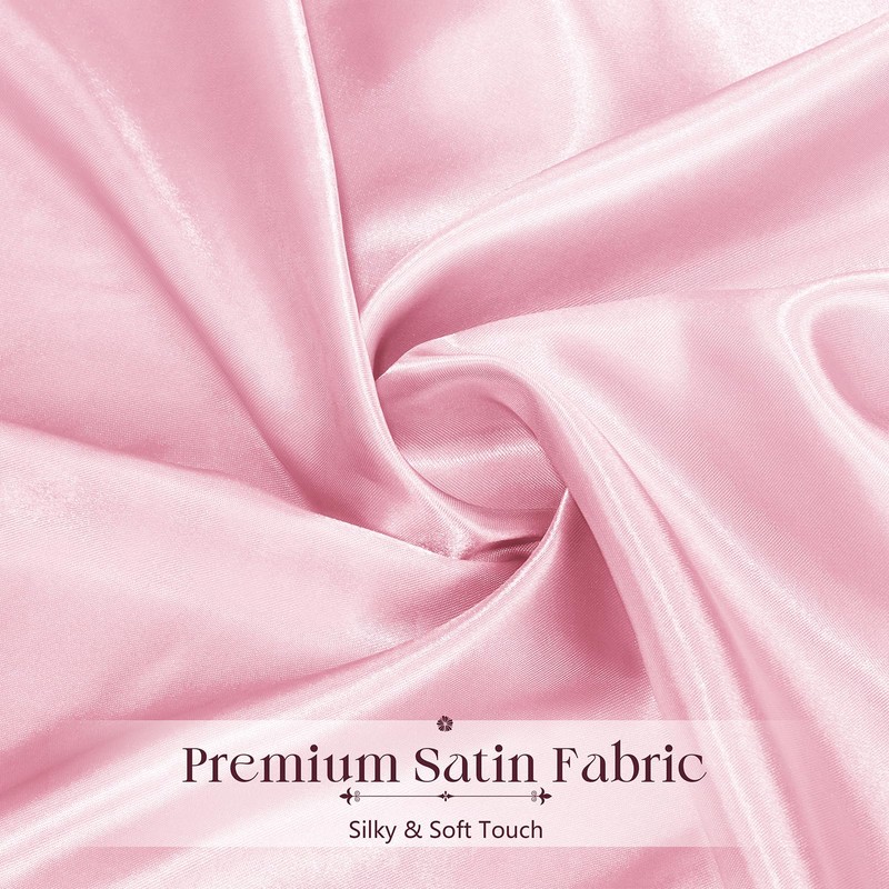 Ersmak Satin Ruffle Edge Tablecloth - Light Pink Satin Table