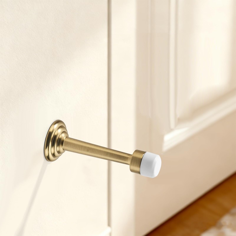 Khtumeware 2 Pack Satin Brass Zinc Door Stopper with Rubber