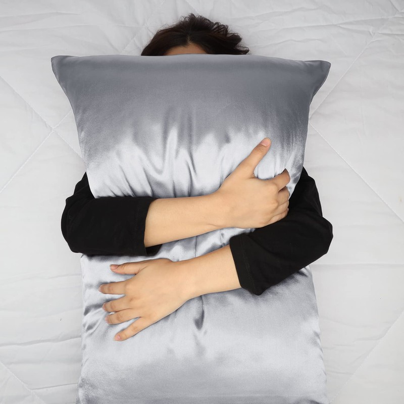 Yorkshire Bedding Satin Pillow Cases 2 Pack – Luxurious Grey