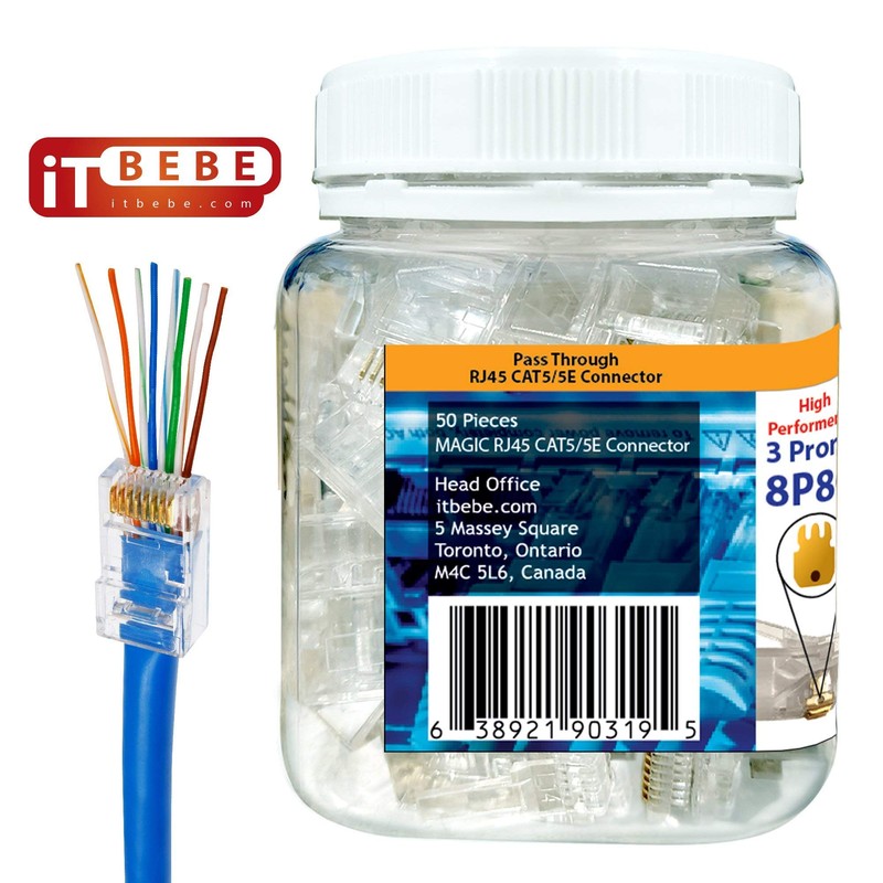 ITBEBE - Conectores RJ45 chapados en Oro (Cat5, Cat5e, 8P8C,