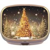 Gold Christmas Tree Snow Brass Rectangle Pill Box