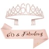 Mikccer Rose Gold 60th Birthday Sash and 60 Birthday Tiara,