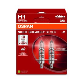 OSRAM NIGHT BREAKER® SILVER, H1, halogen headlight lamps, Hanging folding box (2 lamps)