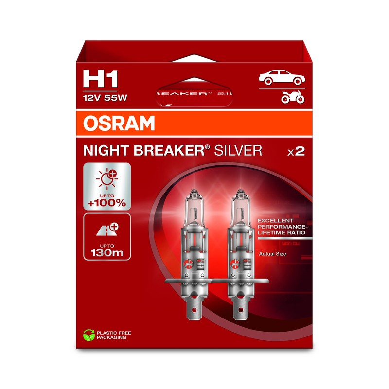 OSRAM NIGHT BREAKER® SILVER, H1, halogen headlight lamps, Hanging folding