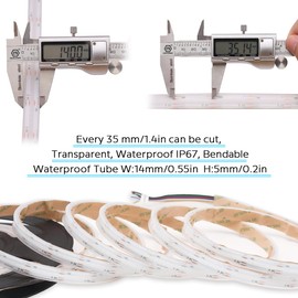 SuperlightingLED 24VDC Color Changing Waterproof IP67 RGBCCT Dotless COB LED Strip, High Density RGBCW 4200 LEDs Warm White to Daylight White RGBWW Dimmable LED Light Strips (Waterproof IP67)