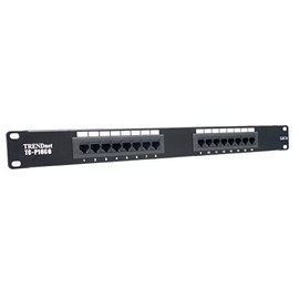 TRENDnet 16-Port Cat6 Unshielded Patch Panel, TC-P16C6, Wallmount or Rackmount, 1U 19" Cat3/Cat4/Cat5/Cat5e/Cat6 Compatible, 250Mhz Connection, Ethernet/Fast Ethernet/Gigabit Ethernet (1000Base-T)