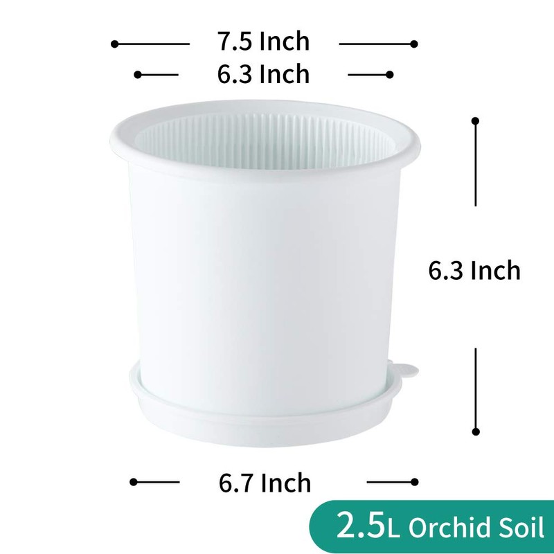 Meshpot 16cm Plastic Orchid Pots With Holes and Saucers -