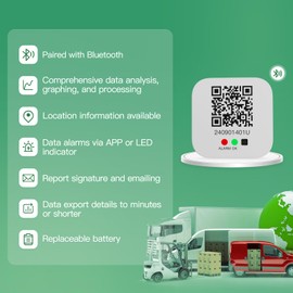 Freshliance Bluetooth Temperature Humidity Data Logger Hygrometer Thermometer with LED Display, Automated Data Graphing Analysis and Multi-user Data Sharing, Location Information via APP BlueTag TH100