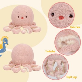 Mushymallow Pink Octopus Plush Pillow Soft Stuffed Animal Toy Cute Octopus Plush Toy Birthday Christmas Festival Gifts for Kids
