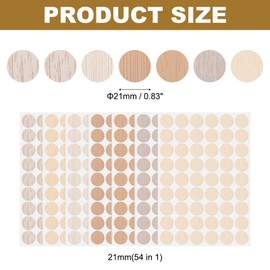 HARFINGTON 7 Sheets Screw Hole Covers Stickers 21mm 54 in 1 Self Adhesive Screw Covers Caps Waterproof Dustproof Sticker PVC for Wall Cabinets Desk Screw Furniture Repairing, 7 Colors