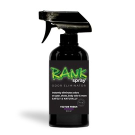 RANK Spray Sports Odor Eliminator: Banish Body & Sweat Odor From Sports Gear, Yoga Mats, Gym Bag, Shoes, Helmets, Cleats, etc! Safe Boxing Glove Spray & Hat Deodorizer - 1 16 oz Bottle Victor Fresh