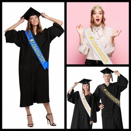 JZTang 10 Pcs Graduate Sash Satin Graduation Sashes Gold Letter 'Class of 2025 I Graduated' for 2025 Graduation Party Supplies Decorations (White)