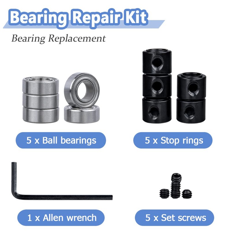 Mesee 5 Set Router Bit Bearings with Fixed Collars Kit,