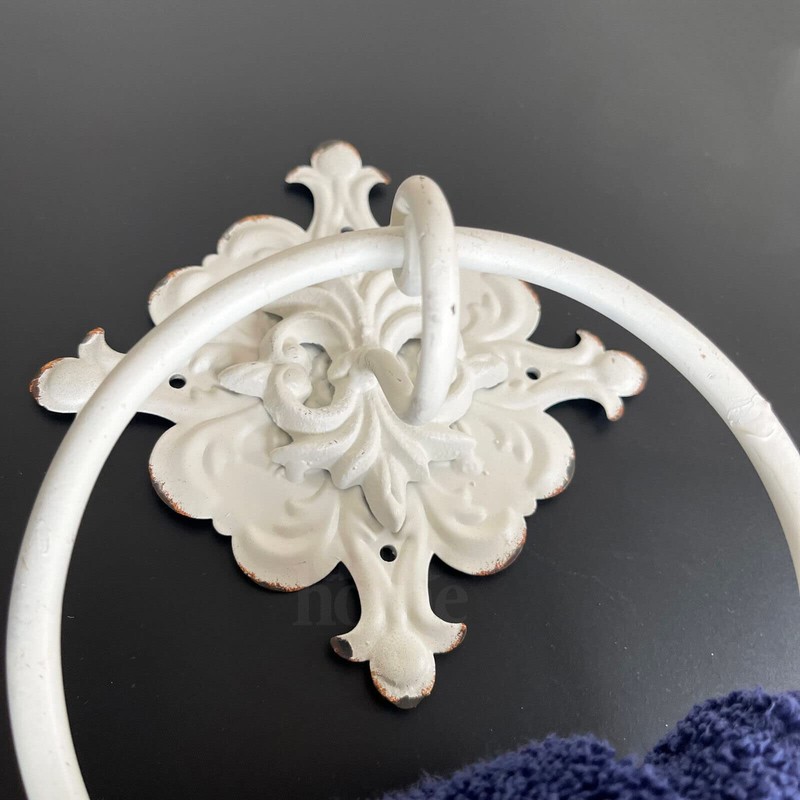 Square Towel Ring Metal French Shabby Shic Bathroom Wall Mounted