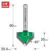 Trend C045X1/4TC Chamfer V Groove Cutter Angle=45 Degrees, Silver