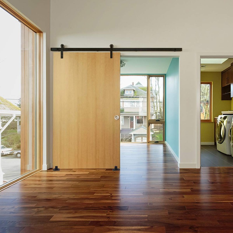 Homode Barn Door Floor Guide, Matte Black Metal Floor Mounted