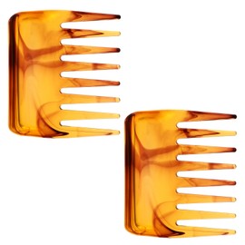 Mabor 2PCS Mini Wide Tooth Comb for Curly Hair & Detangling – Travel Shower Comb for Women & Men, Gentle on Wet/Dry Hair, Beard Styling (Amber, PP Plastic)