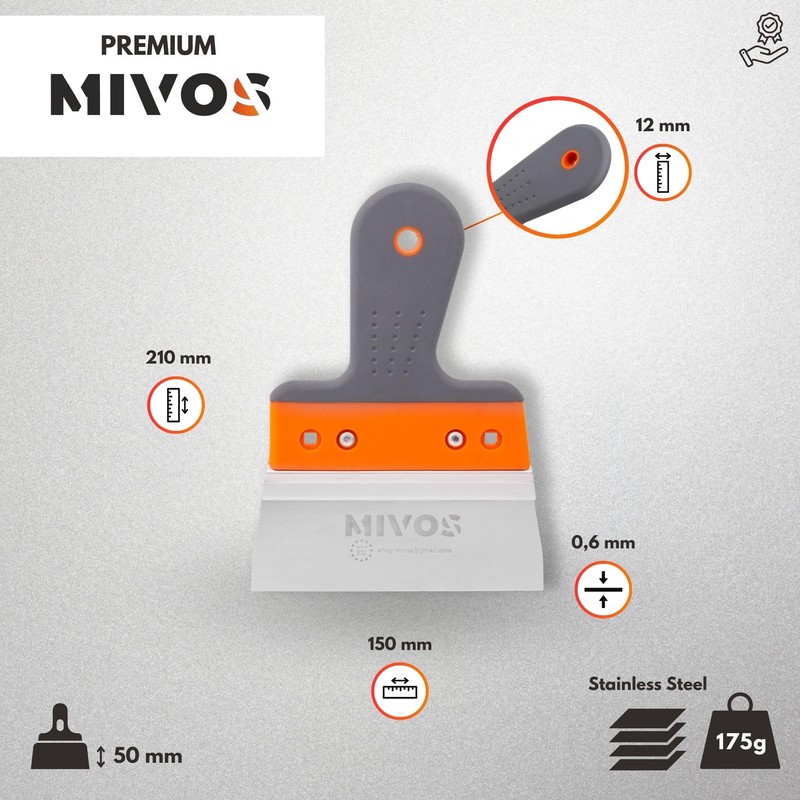 Mivos Professional Surface Spatula Made of Stainless Steel 150 x